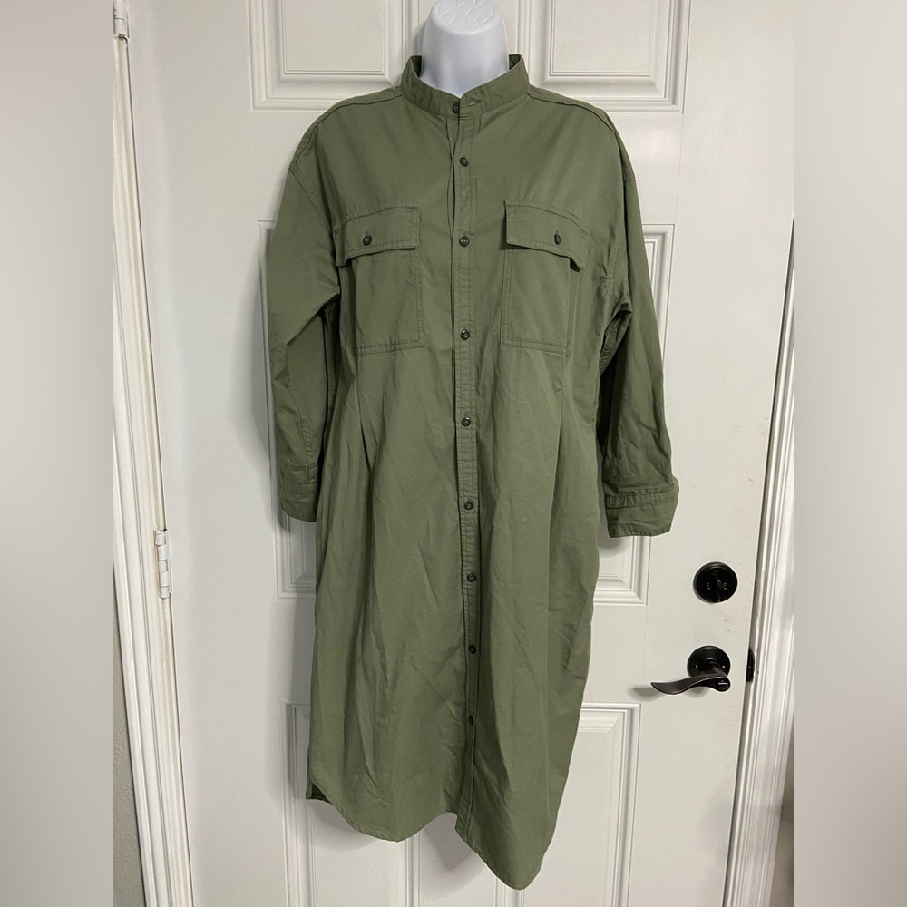 D7- American Holic Olive Green Basic Mandarin Col… - image 1